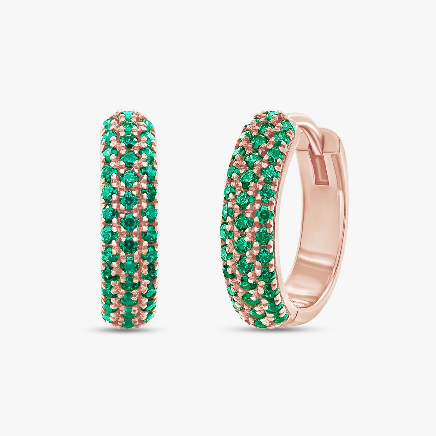 0.50 ct Lab Grown Emerald Radiance Green Diamond Huggie Hoops Earrings