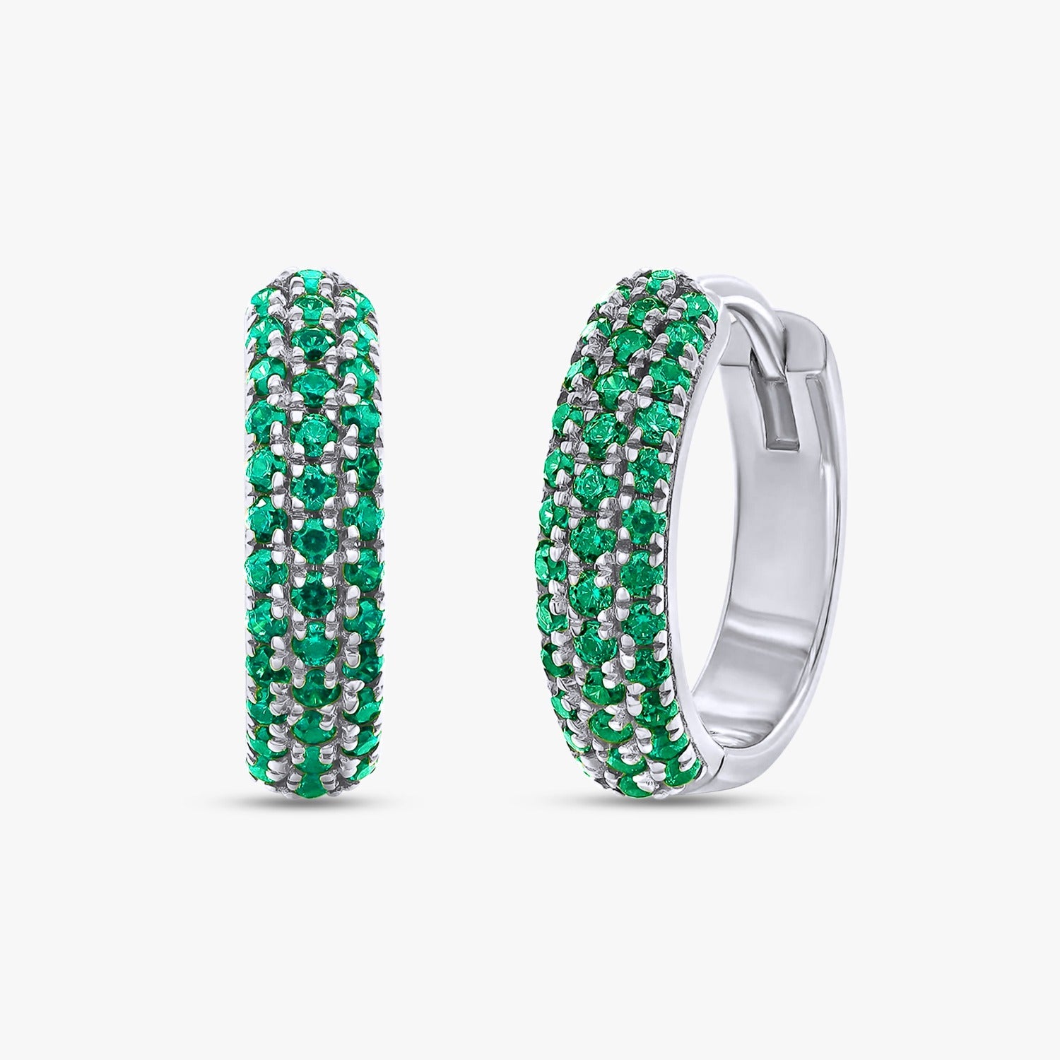 0.50 ct Lab Grown Emerald Radiance Green Diamond Huggie Hoops Earrings