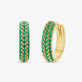 0.50 ct Lab Grown Emerald Radiance Green Diamond Huggie Hoops Earrings