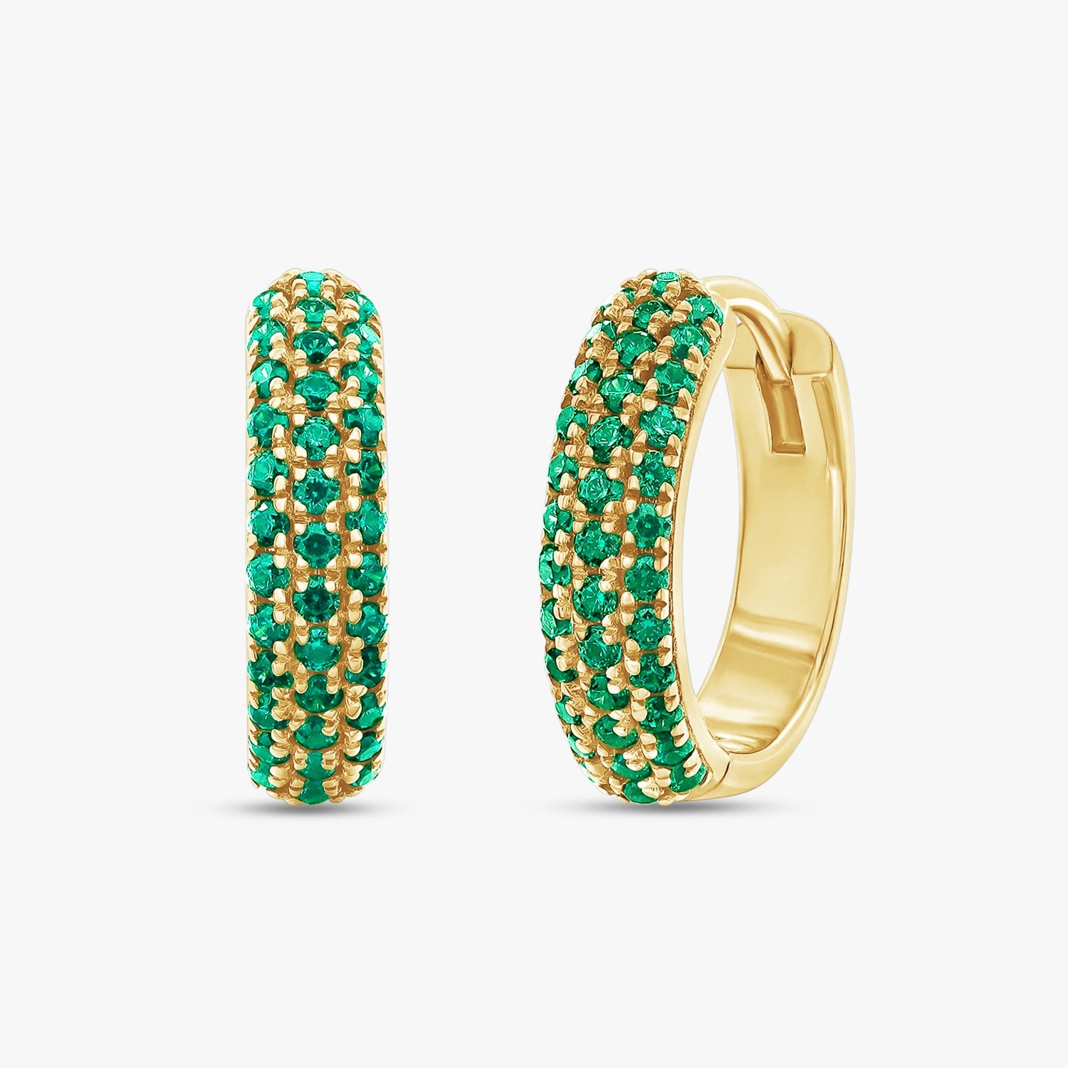 0.50 ct Lab Grown Emerald Radiance Green Diamond Huggie Hoops Earrings