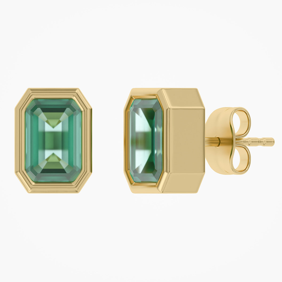 1.00 Carat Emerald Cut Lab Grown Gemstone Solitaire Stud Earrings