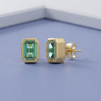 1.00 Carat Emerald Cut Lab Grown Gemstone Solitaire Stud Earrings