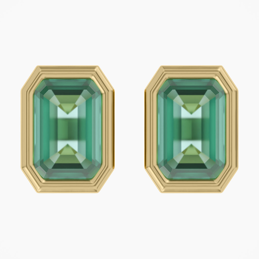 1.00 Carat Emerald Cut Lab Grown Gemstone Solitaire Stud Earrings