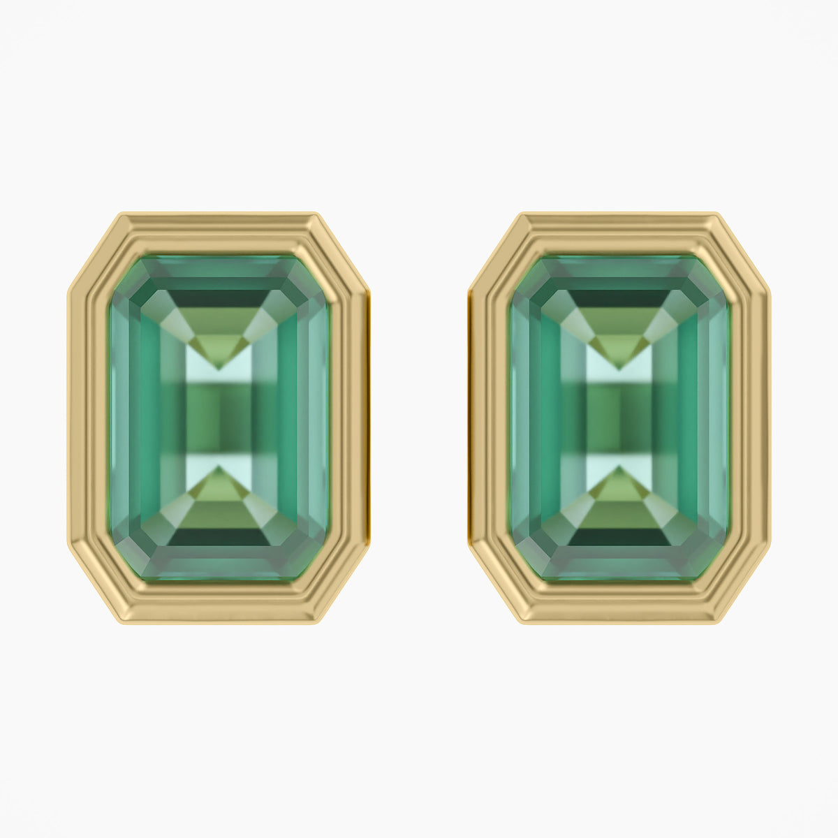 1.00 Carat Emerald Cut Lab Grown Gemstone Solitaire Stud Earrings