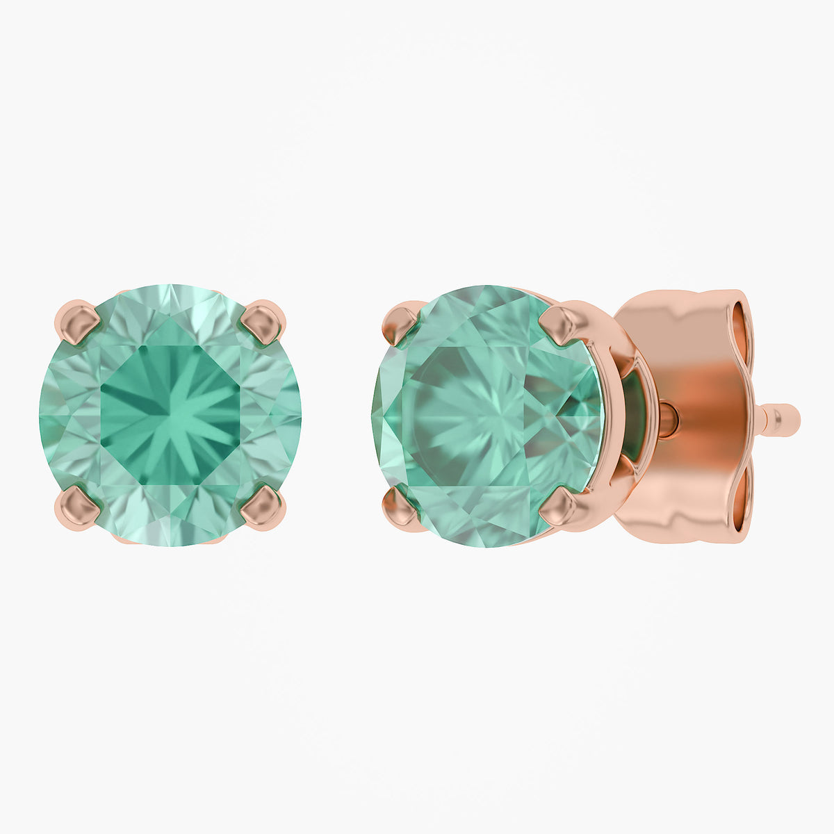 1.00 Carat Round Cut Lab Grown Gemstone Solitaire Stud Earrings