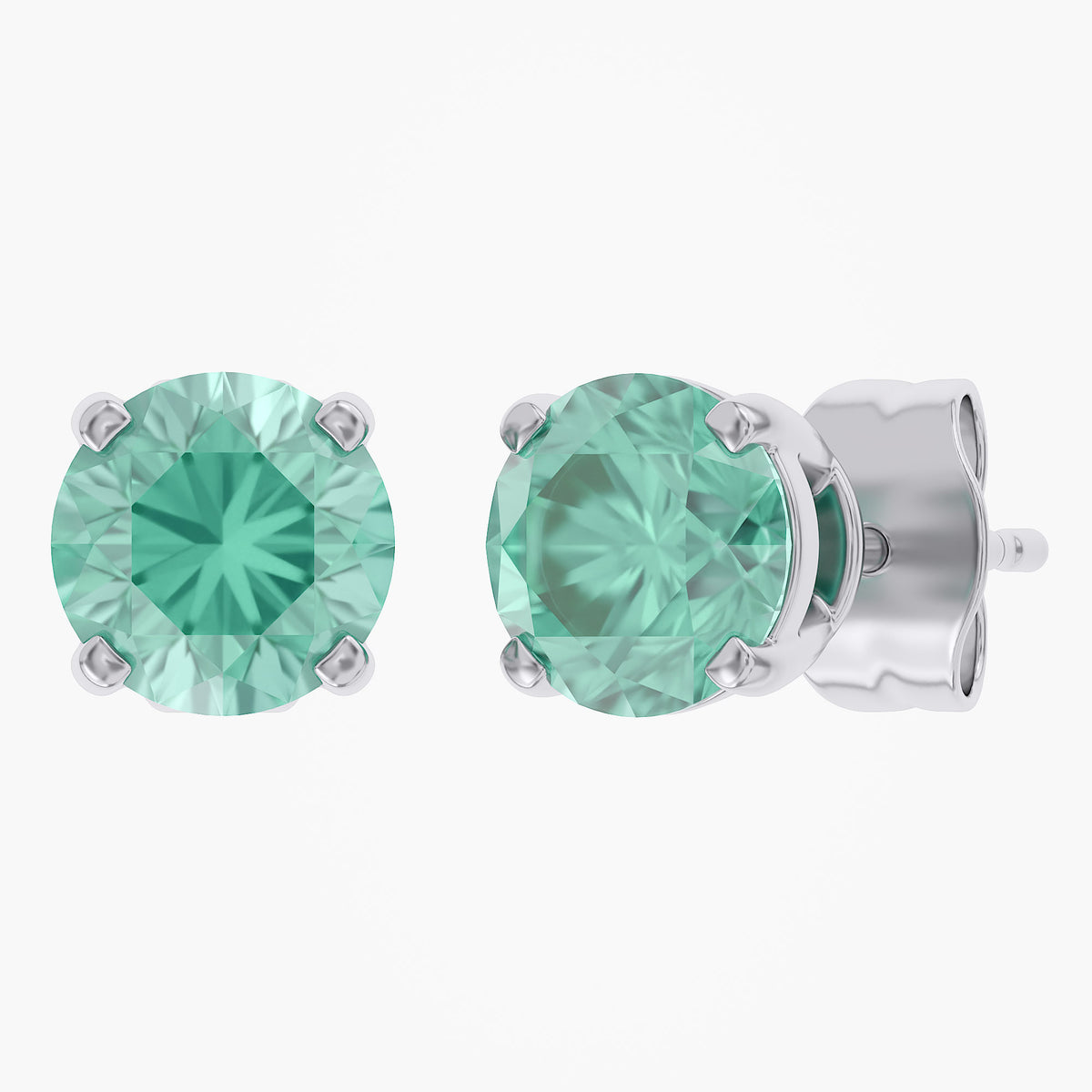1.00 Carat Round Cut Lab Grown Gemstone Solitaire Stud Earrings