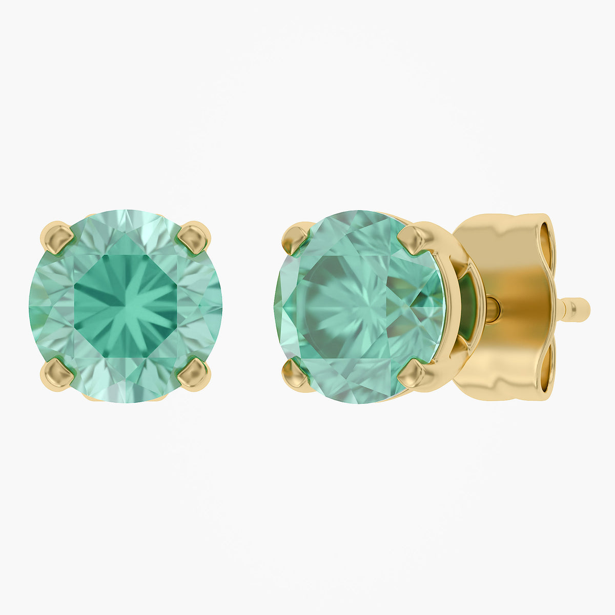 1.00 Carat Round Cut Lab Grown Gemstone Solitaire Stud Earrings