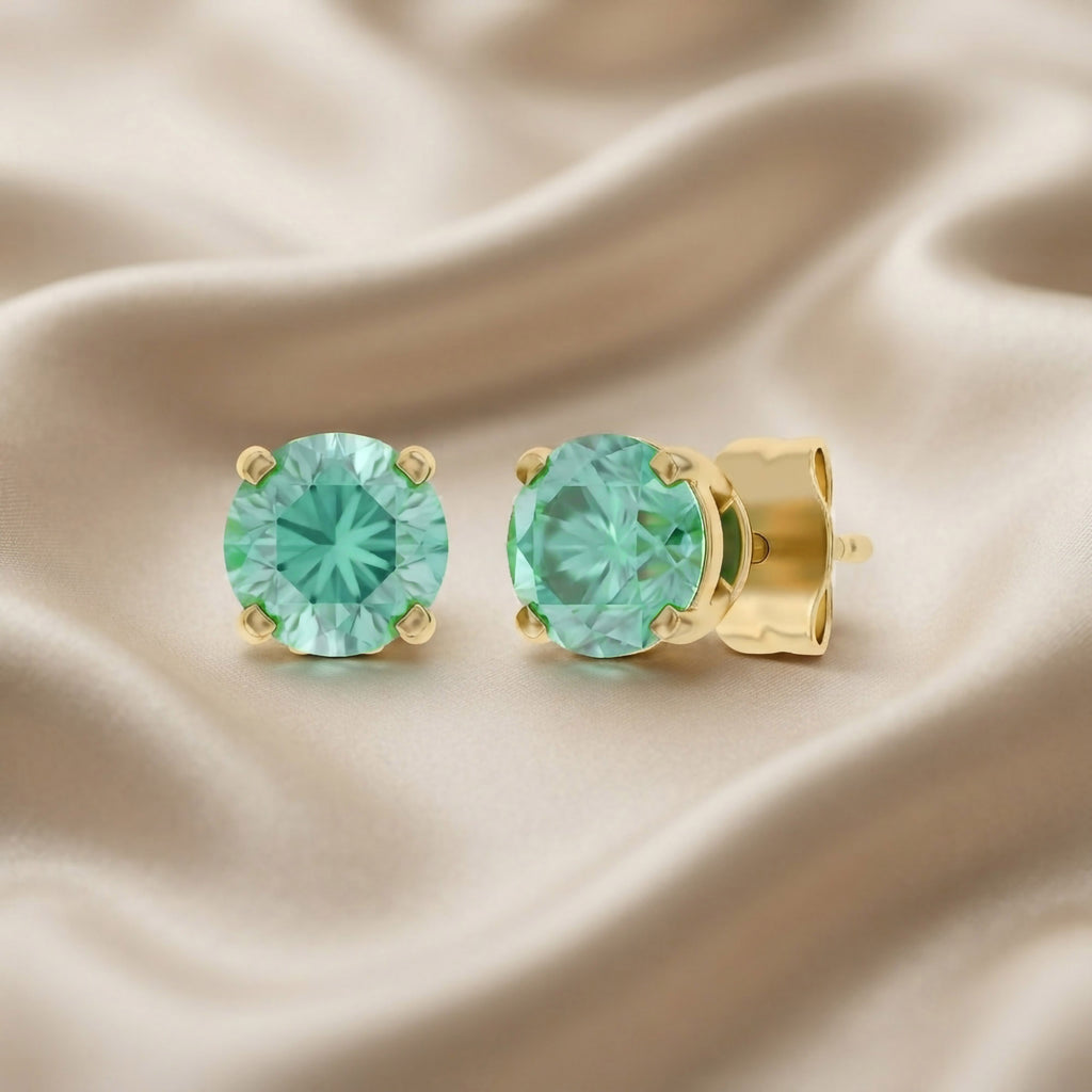 1.00 Carat Round Cut Lab Grown Gemstone Solitaire Stud Earrings