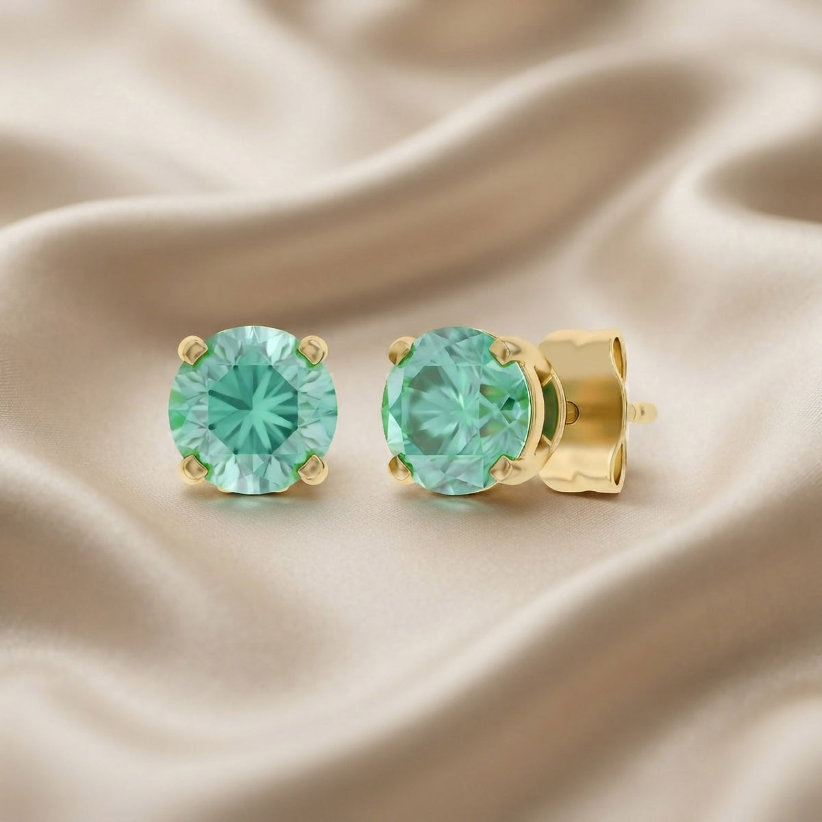 1.00 Carat Round Cut Lab Grown Gemstone Solitaire Stud Earrings