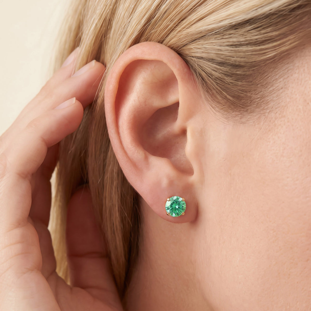 1.00 Carat Round Cut Lab Grown Gemstone Solitaire Stud Earrings
