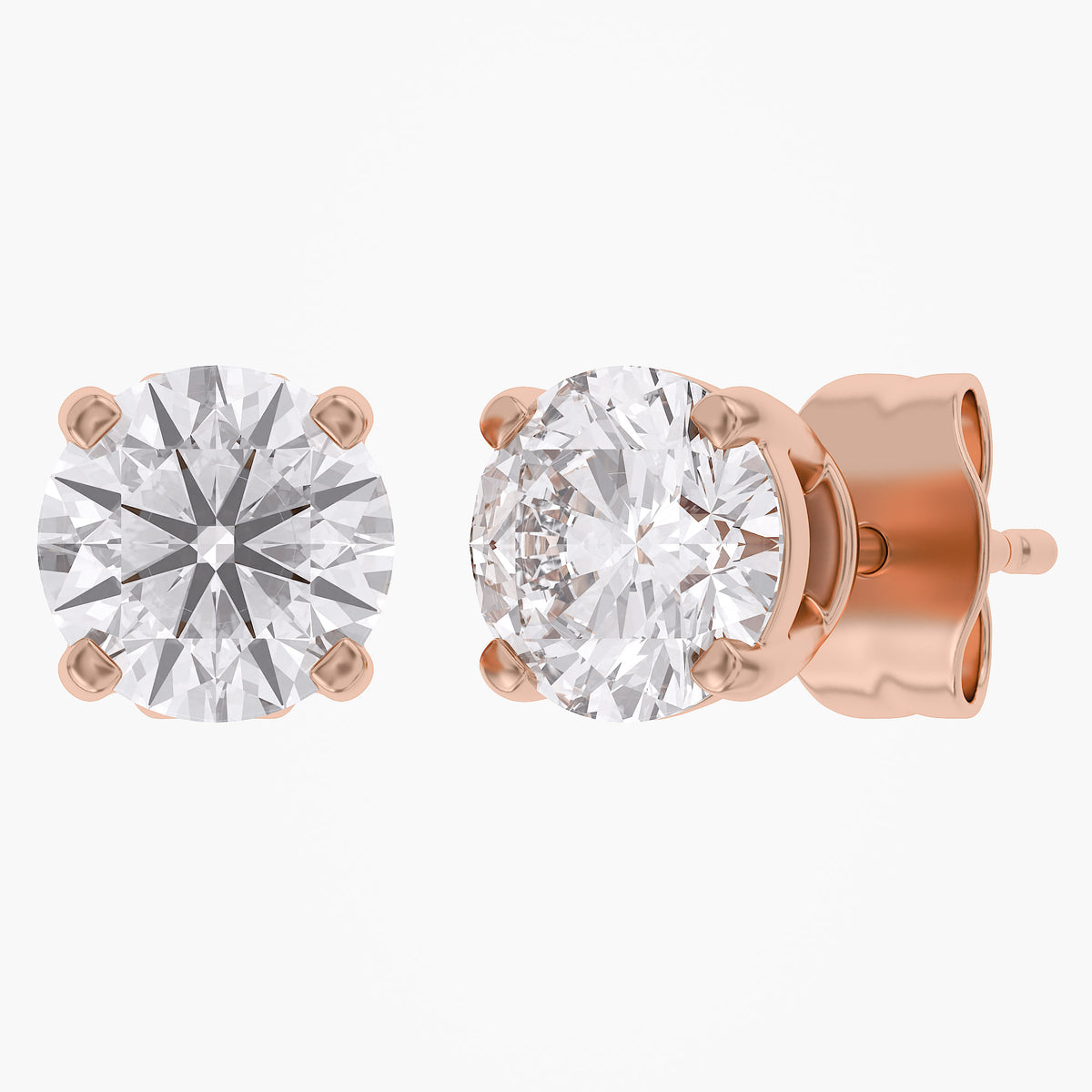 1.03 Carat Round Cut Lab Grown Diamond Solitaire Stud Earrings