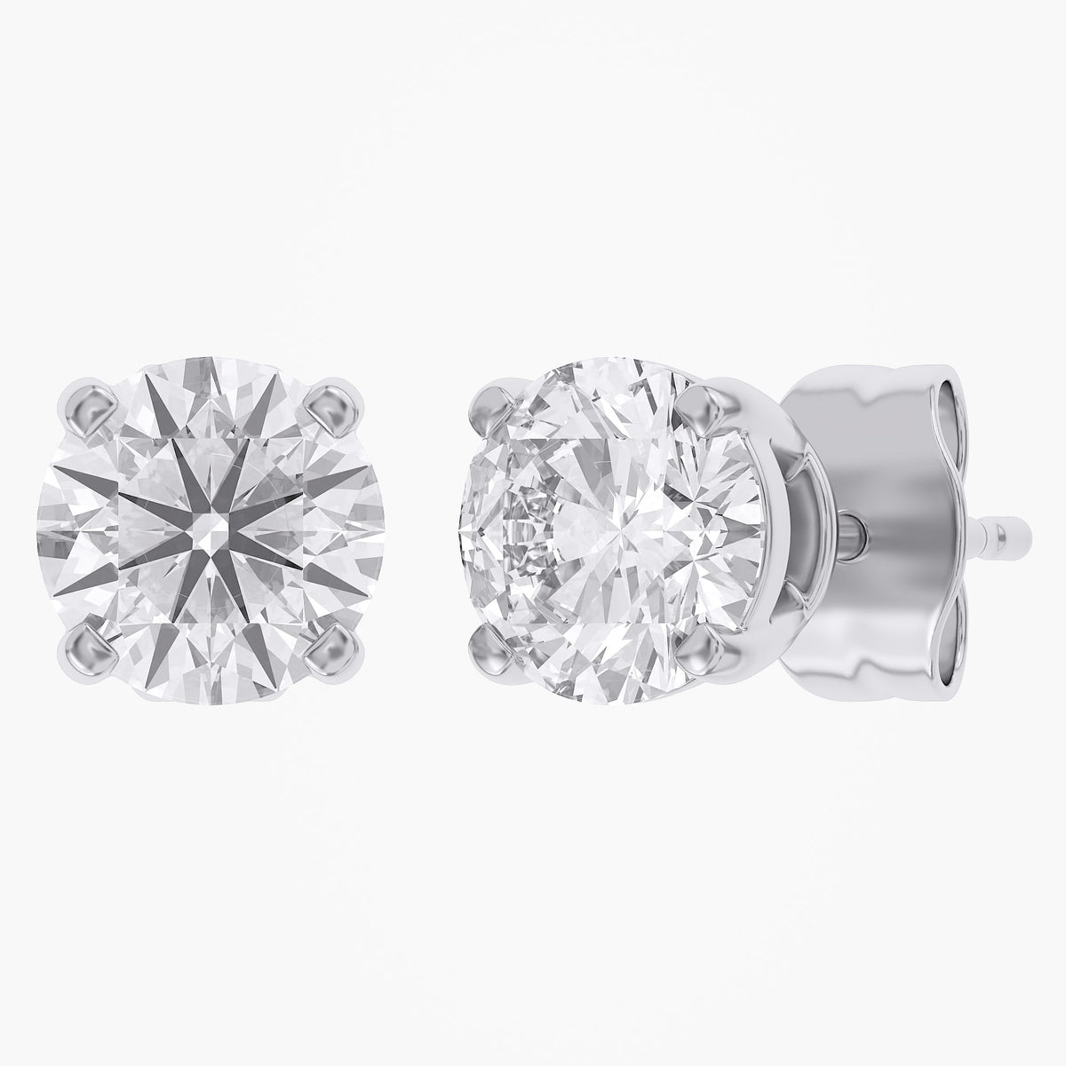 1.03 Carat Round Cut Lab Grown Diamond Solitaire Stud Earrings