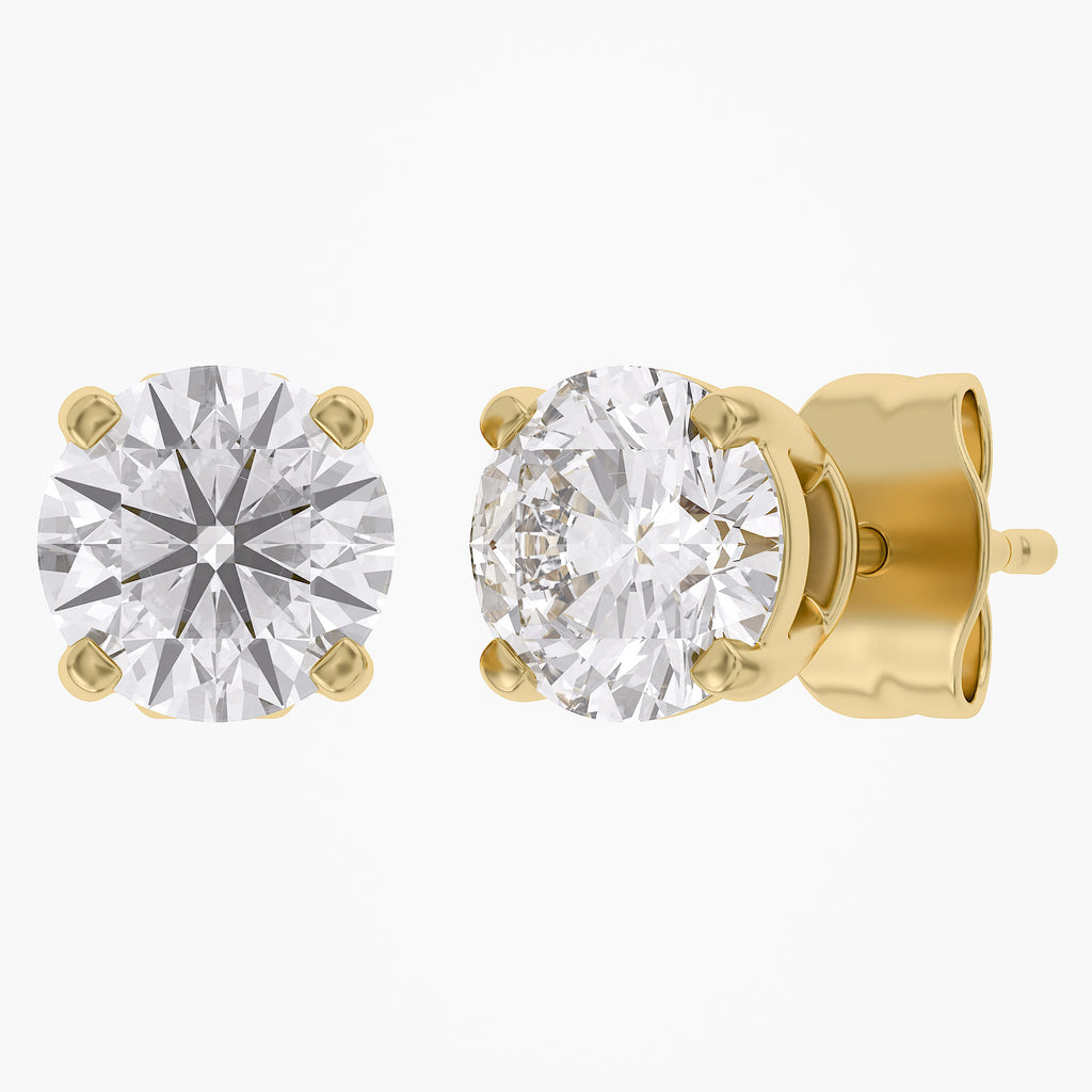 1.03 Carat Round Cut Lab Grown Diamond Solitaire Stud Earrings
