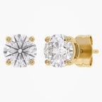 1.03 Carat Round Cut Lab Grown Diamond Solitaire Stud Earrings