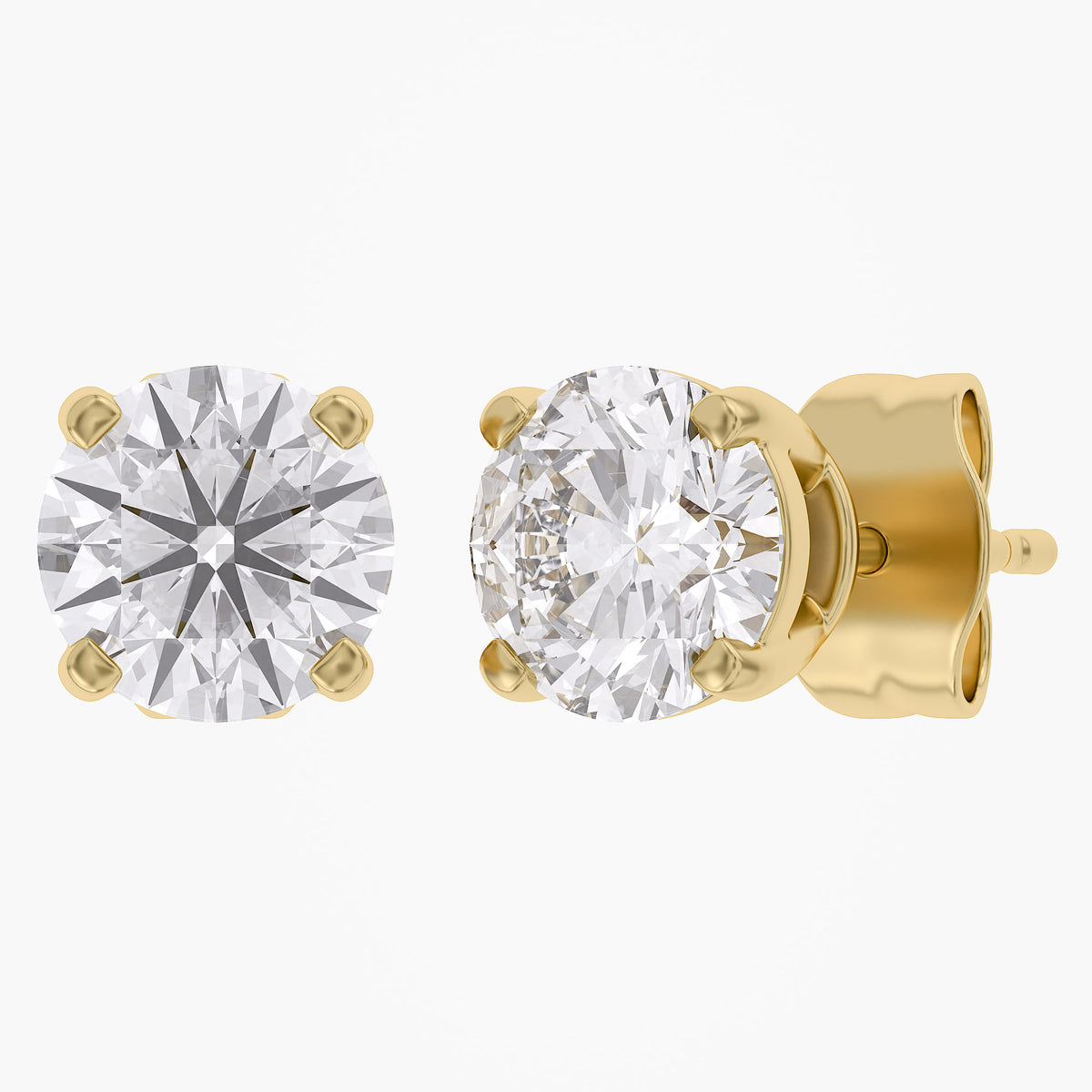 1.03 Carat Round Cut Lab Grown Diamond Solitaire Stud Earrings