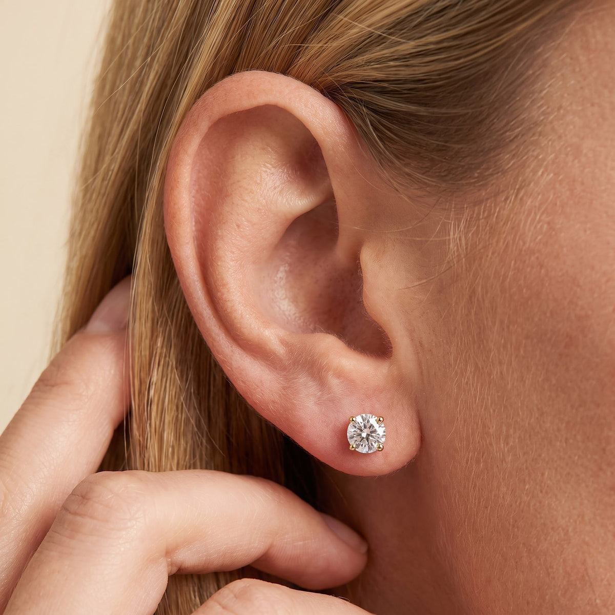 1.03 Carat Round Cut Lab Grown Diamond Solitaire Stud Earrings