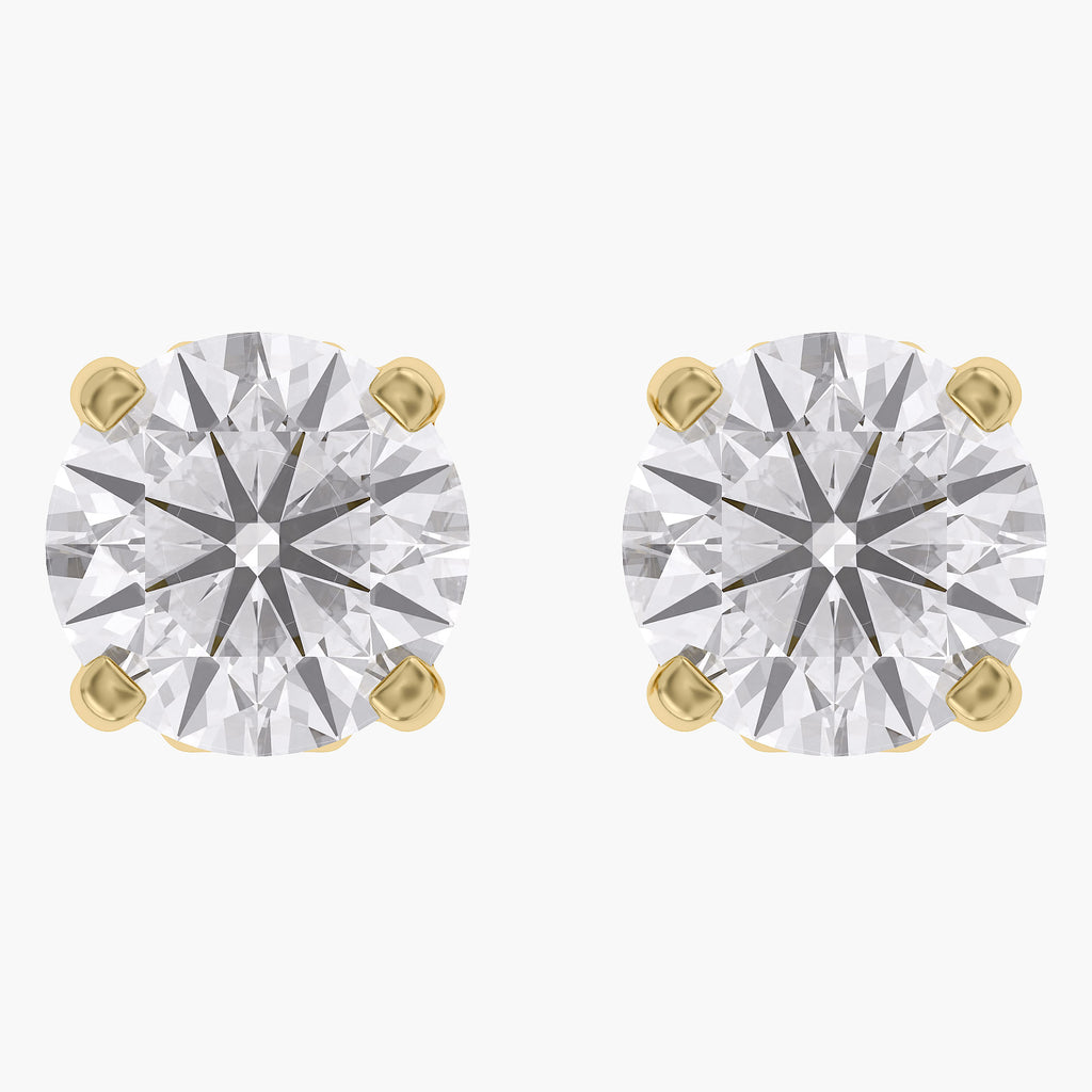 1.03 Carat Round Cut Lab Grown Diamond Solitaire Stud Earrings