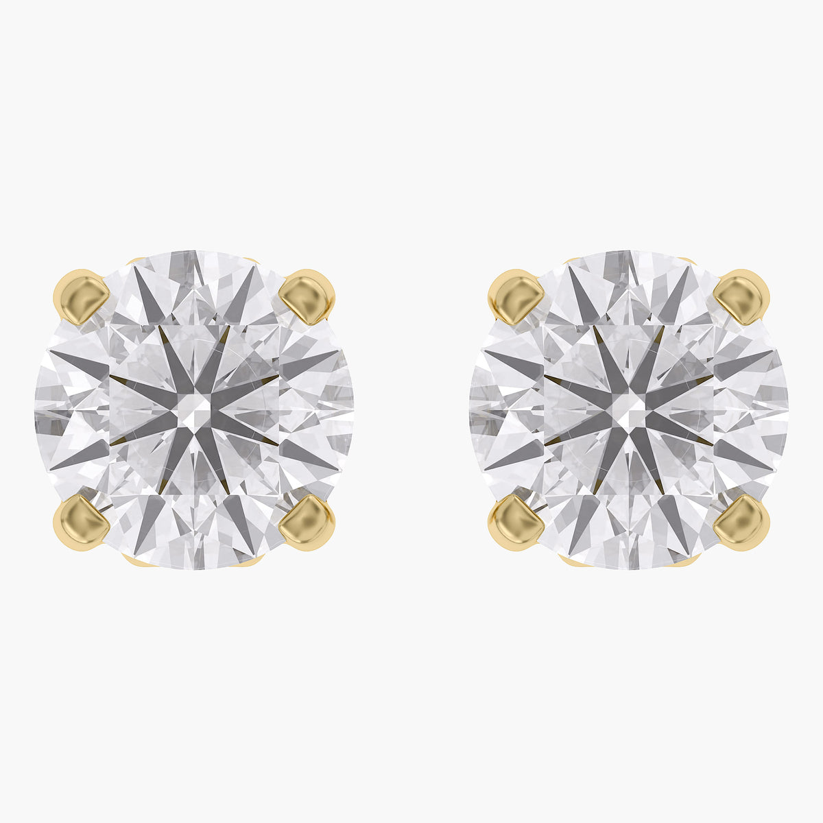 1.03 Carat Round Cut Lab Grown Diamond Solitaire Stud Earrings