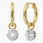 1.00 Carat Round Cut Lab Grown Diamond Drop Solitaire Earrings
