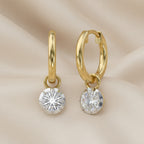 1.00 Carat Round Cut Lab Grown Diamond Drop Solitaire Earrings