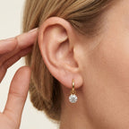 1.00 Carat Round Cut Lab Grown Diamond Drop Solitaire Earrings