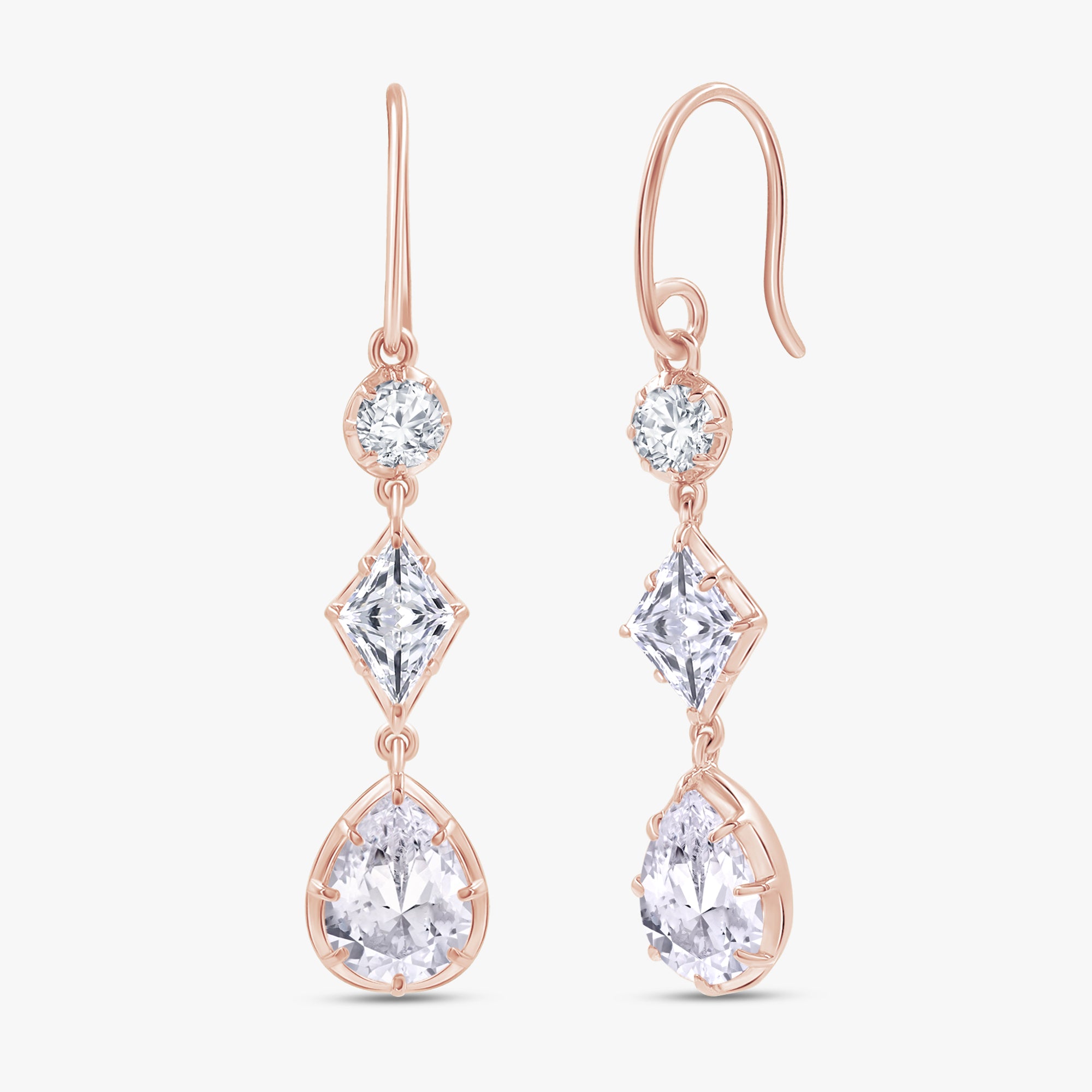 5.75 Carat Multishape Lab Grown Diamond Linear Drop Hook Earrings
