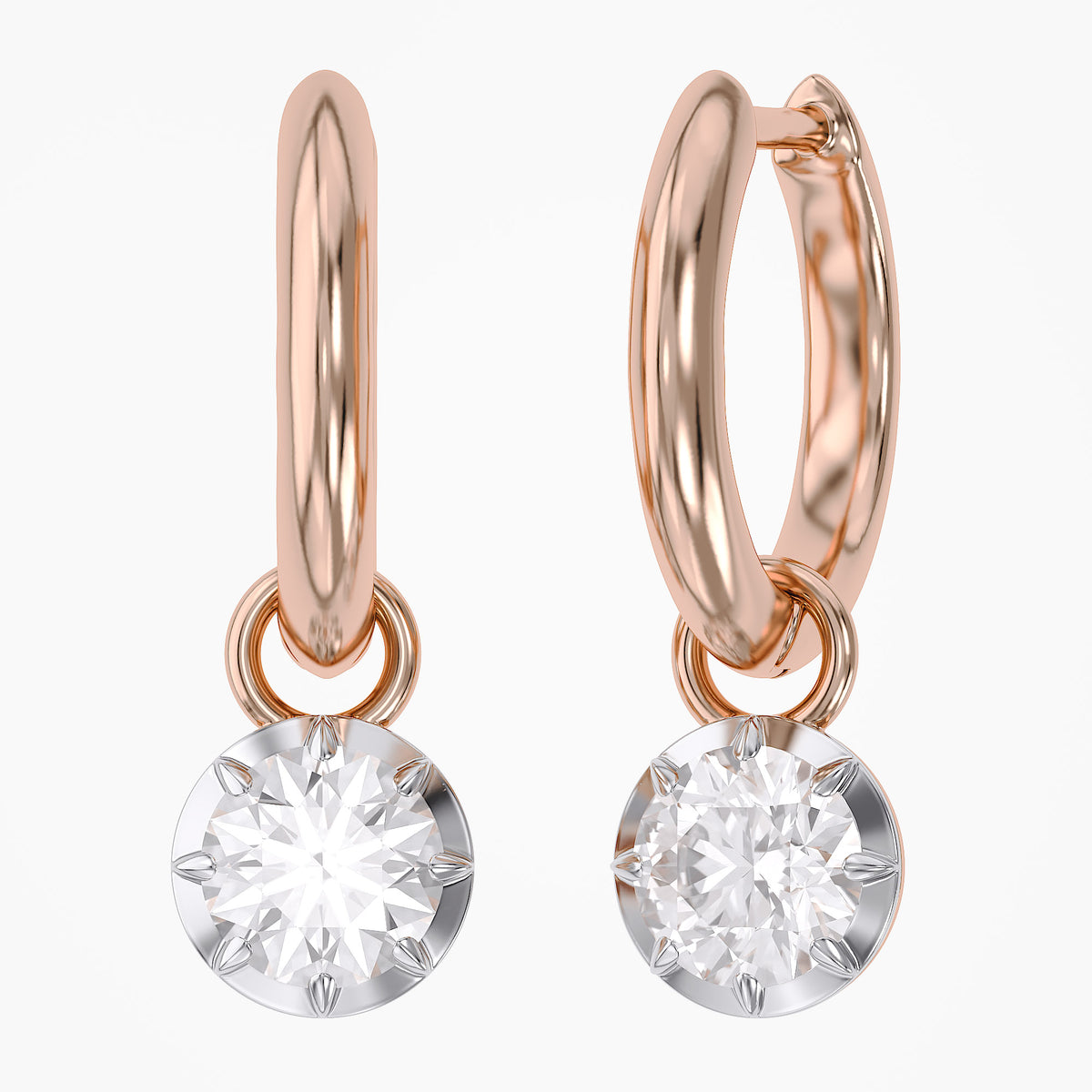 1.00 Carat Round Cut Lab Grown Diamond Drop Dangle Earrings