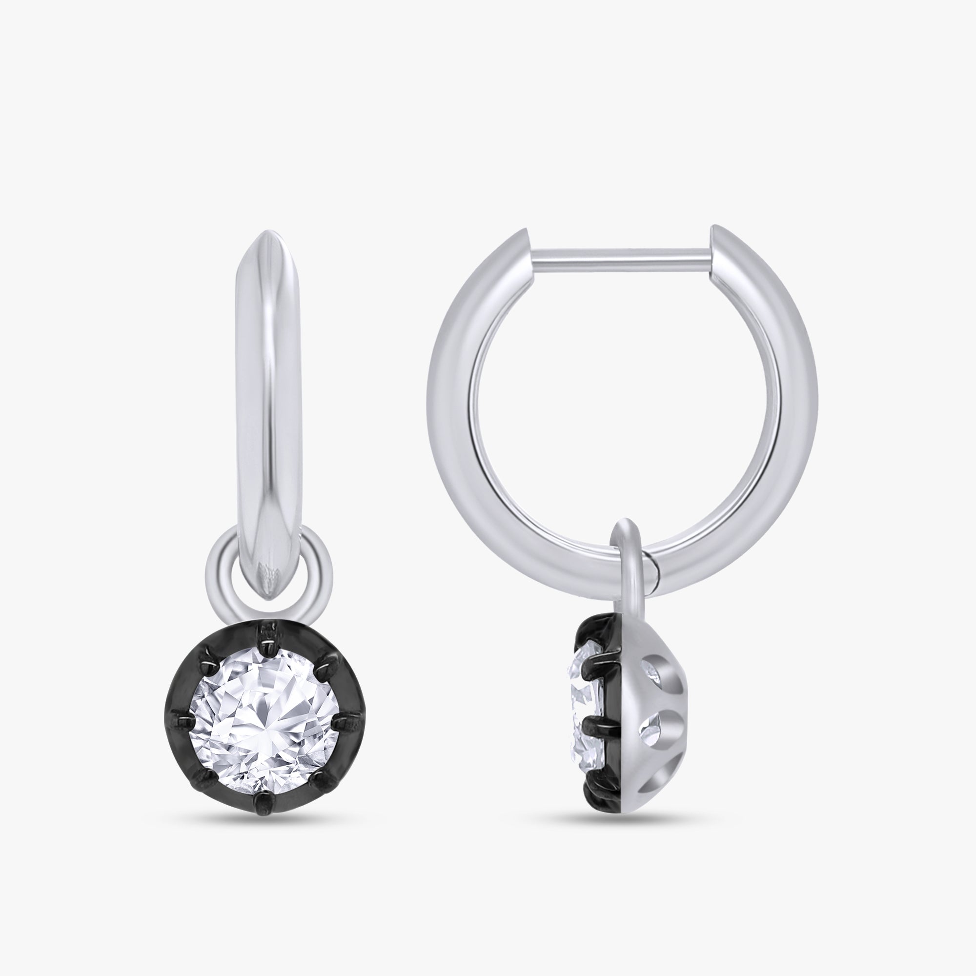 1.00 Carat Round Cut Lab Grown Diamond Drop Dangle Earrings