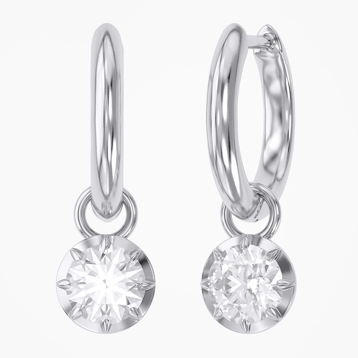 1.00 Carat Round Cut Lab Grown Diamond Drop Dangle Earrings