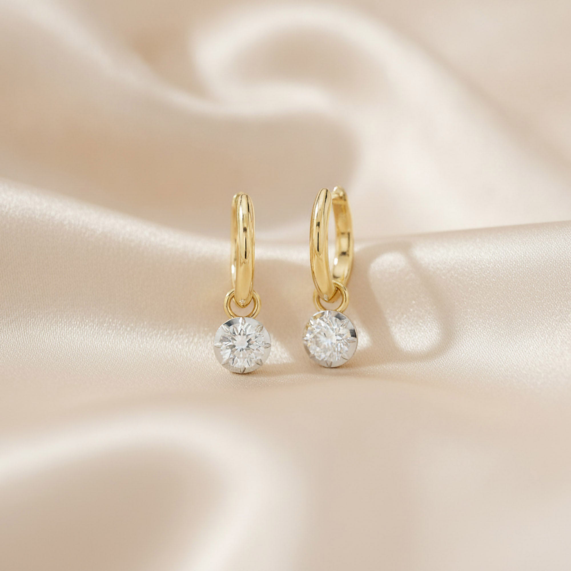 1.00 Carat Round Cut Lab Grown Diamond Drop Dangle Earrings
