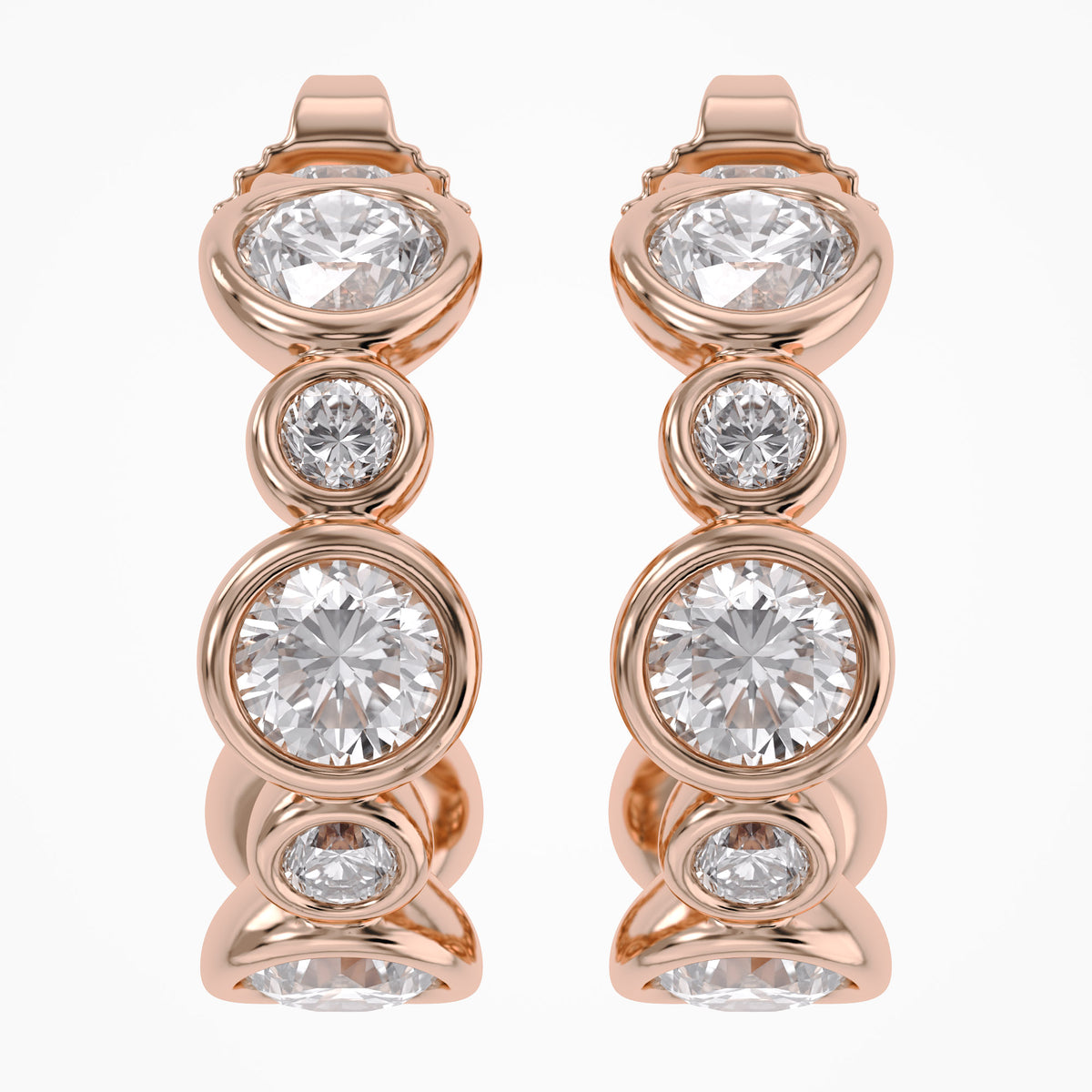 2.00 Carat Round Cut Lab Grown Diamond half Hoop Stud Earrings