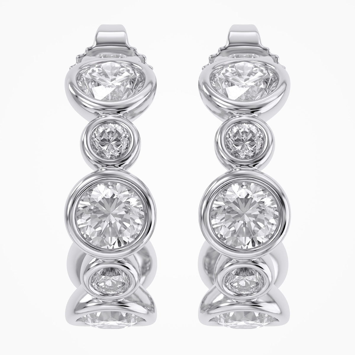 2.00 Carat Round Cut Lab Grown Diamond half Hoop Stud Earrings