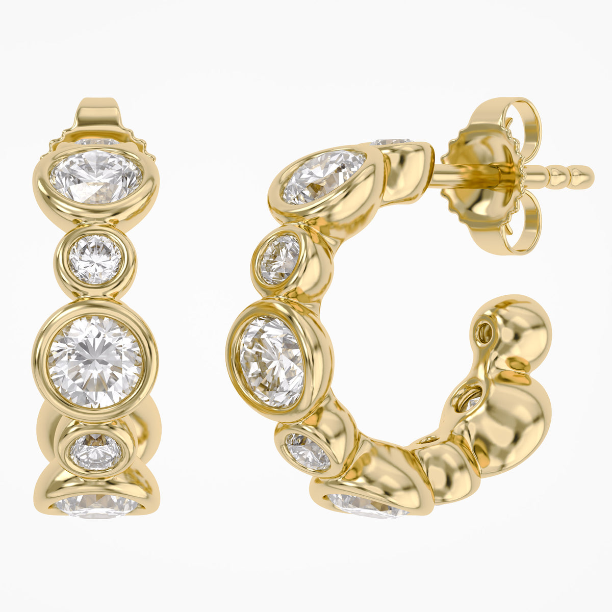 2.00 Carat Round Cut Lab Grown Diamond half Hoop Stud Earrings