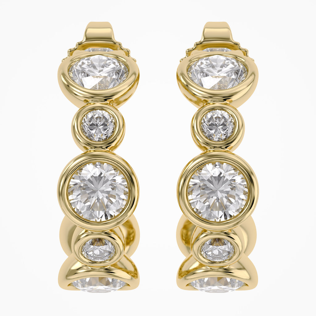 2.00 Carat Round Cut Lab Grown Diamond half Hoop Stud Earrings