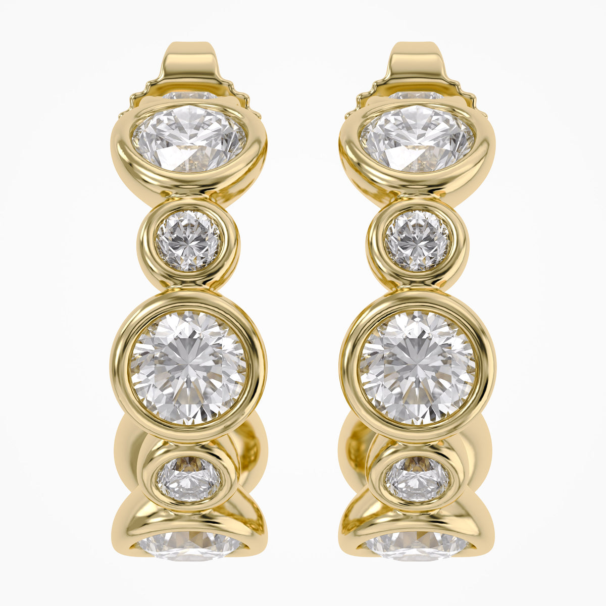 2.00 Carat Round Cut Lab Grown Diamond half Hoop Stud Earrings