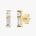 0.13 Carat Baguette and Round Cut Lab Grown Diamond Morse Code Earrings Alphabet Letter "A"