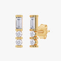 0.17 Carat Baguette and Round Cut Lab Grown Diamond Morse Code Stud Earrings Alphabet Letter "D"