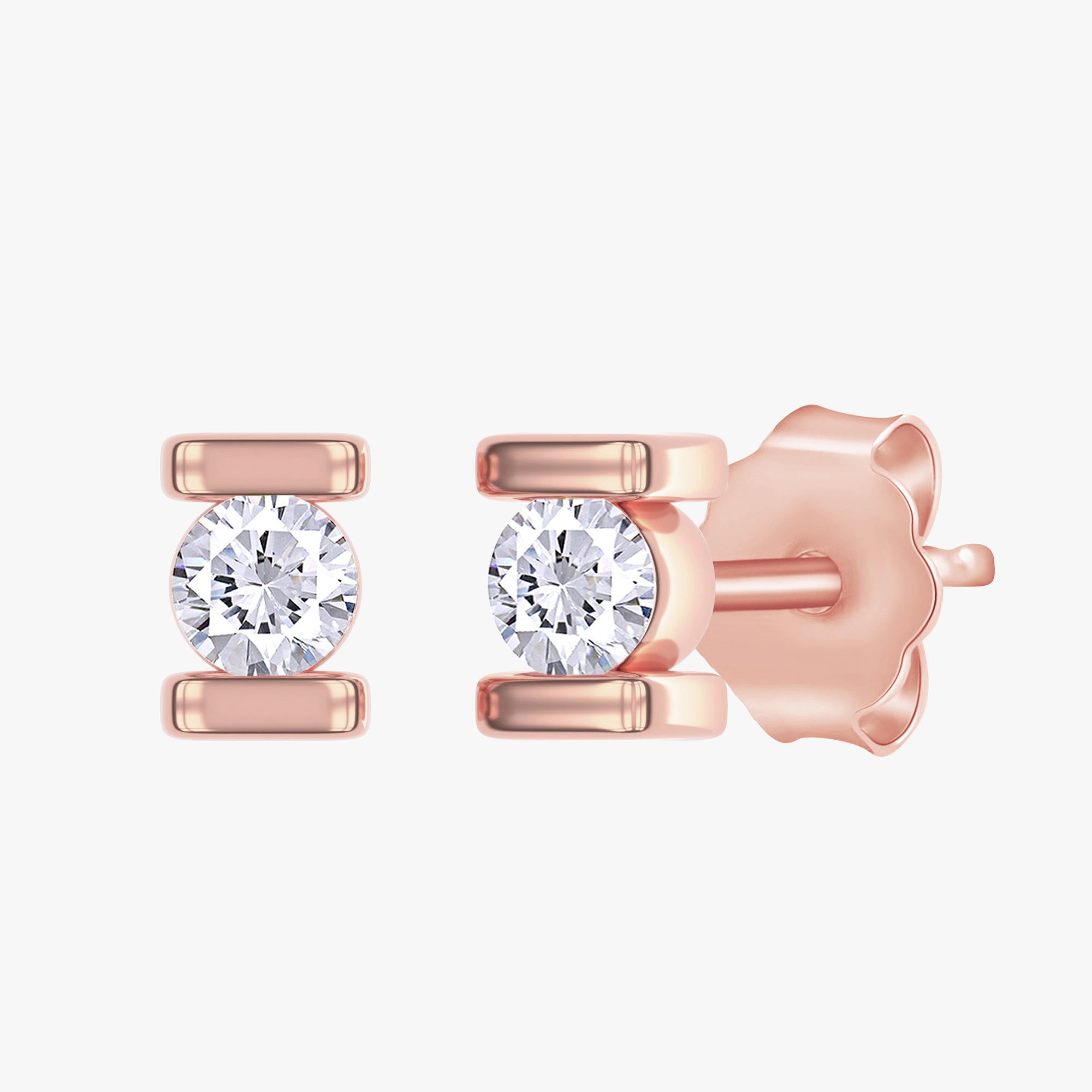 0.03 Carat Round Cut Lab Grown Diamond Solitaire Stud Morse Code Alphabet Letter "E"
