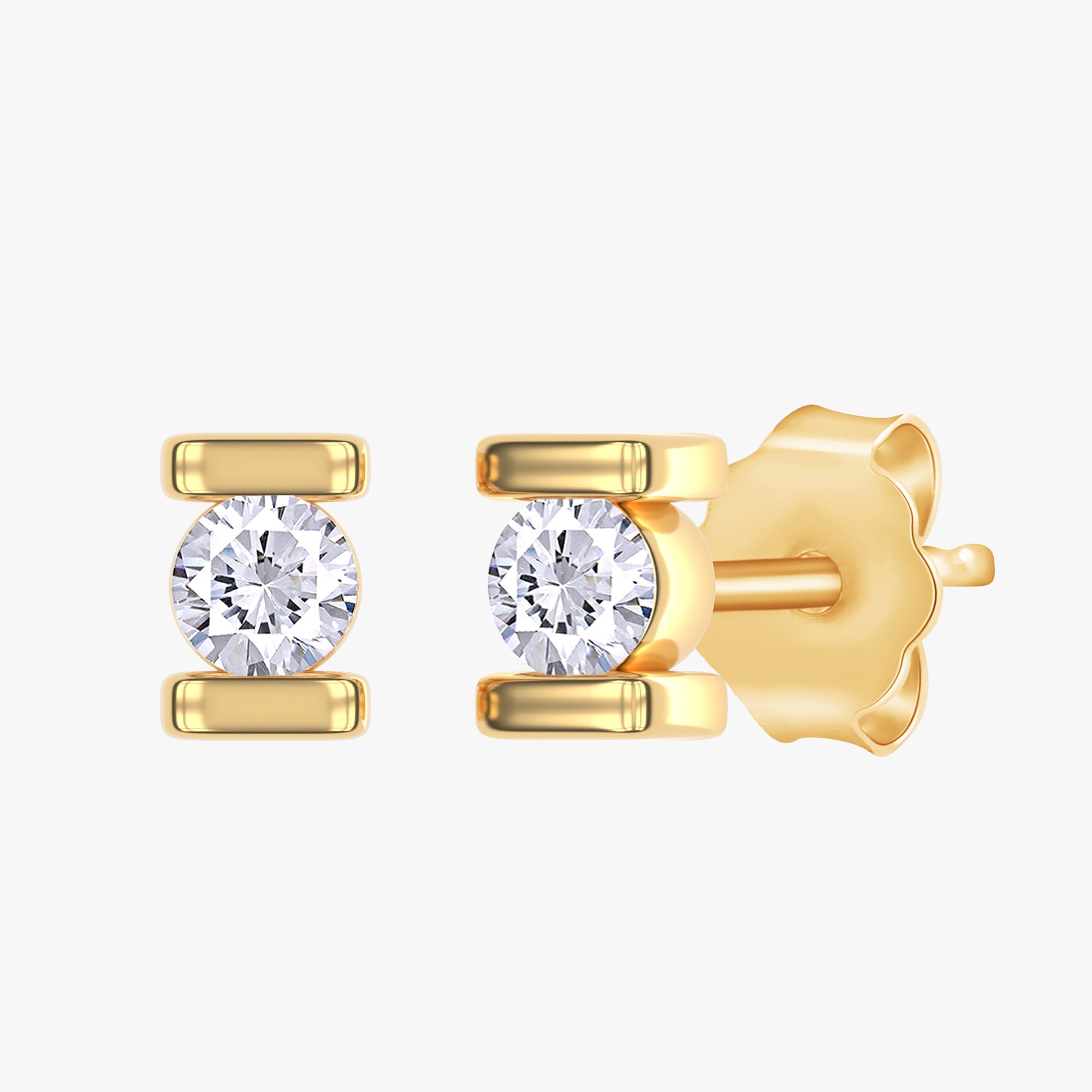 0.03 Carat Round Cut Lab Grown Diamond Solitaire Stud Morse Code Alphabet Letter "E"
