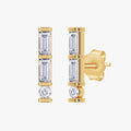 0.23 Carat Baguette and Round Cut Lab Grown Diamond Morse Code Stud Earrings Alphabet Letter "G"