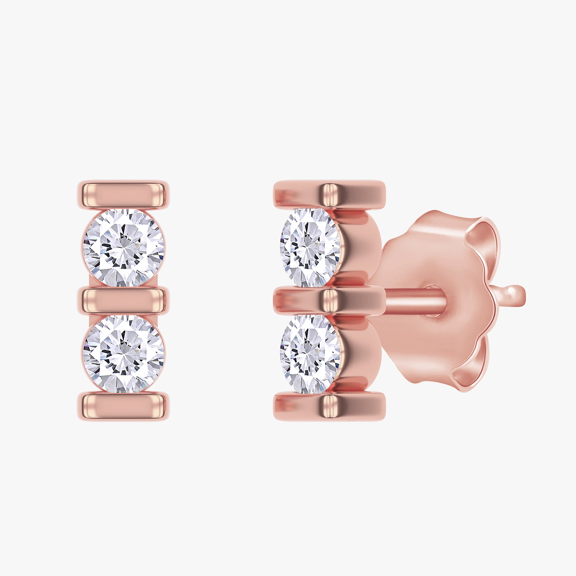 0.07 Carat Round Cut Lab Grown Diamond Stud Morse Code Earrings Alphabet Letter "I"