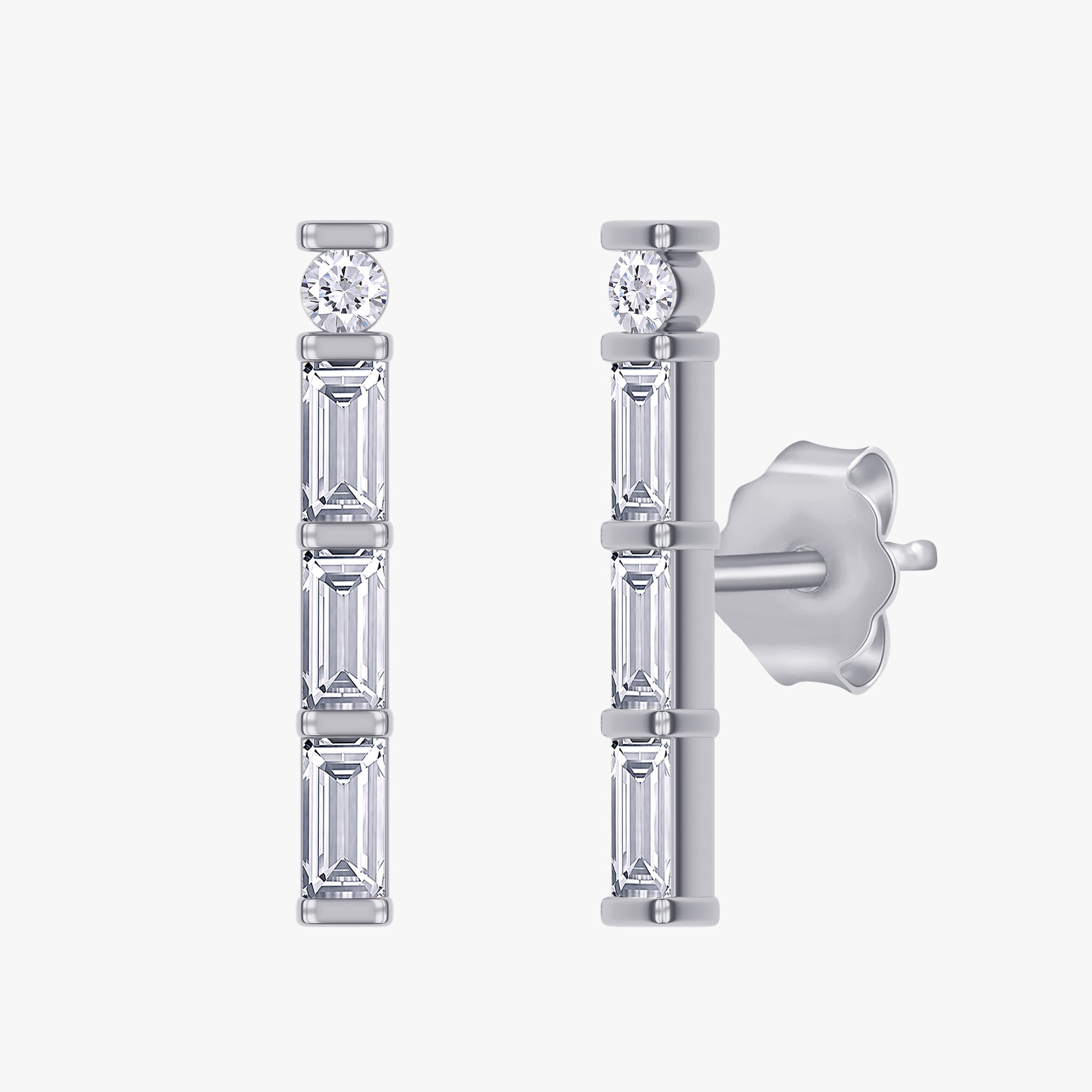 0.33 Carat Lab Grown Diamond Stud Morse Code Earrings Alphabet Letter "J"
