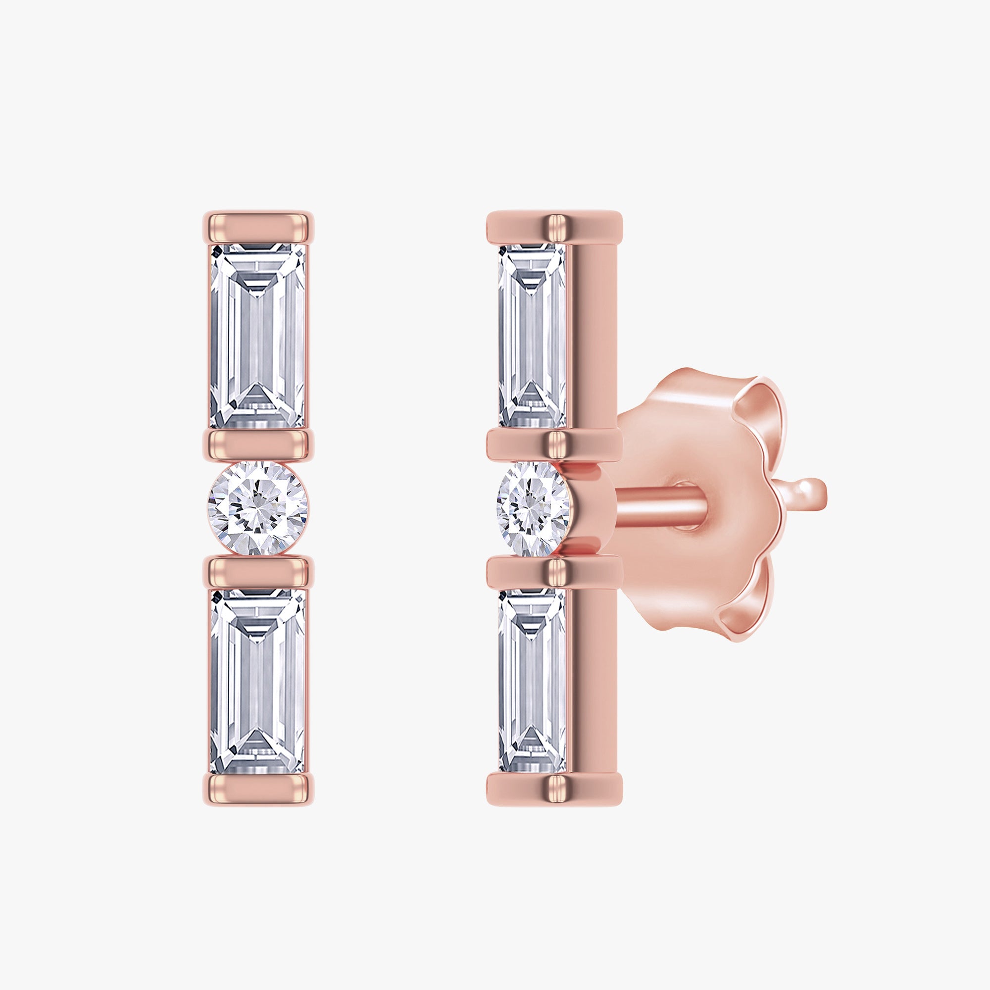 0.23 Carat Lab Grown Diamond Three Stone Morse Code Earrings Alphabet Letter "K"