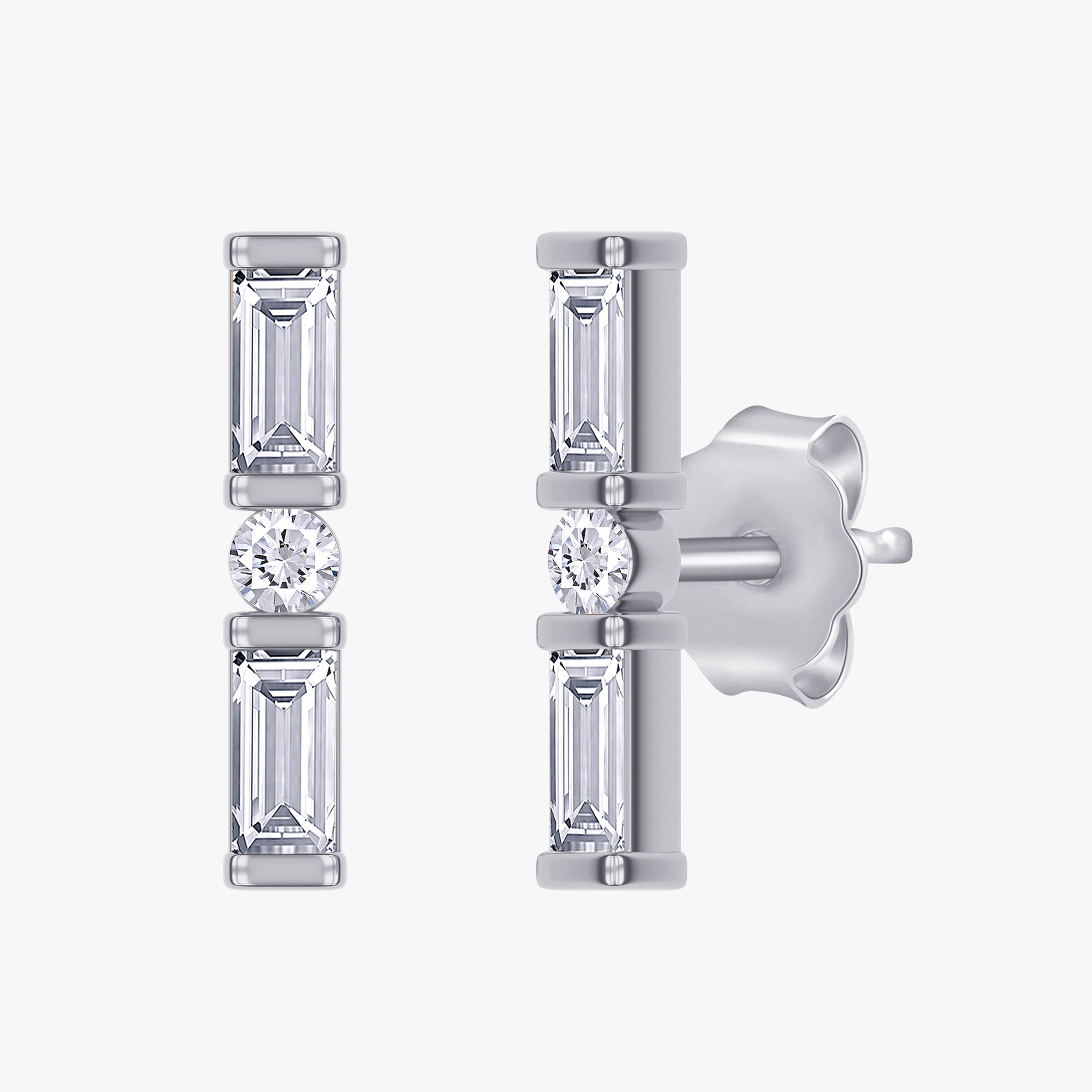 0.23 Carat Lab Grown Diamond Three Stone Morse Code Earrings Alphabet Letter "K"