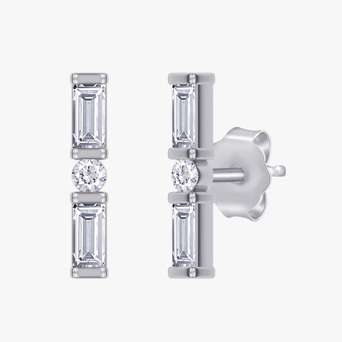 0.23 Carat Lab Grown Diamond Three Stone Morse Code Earrings Alphabet Letter "K"