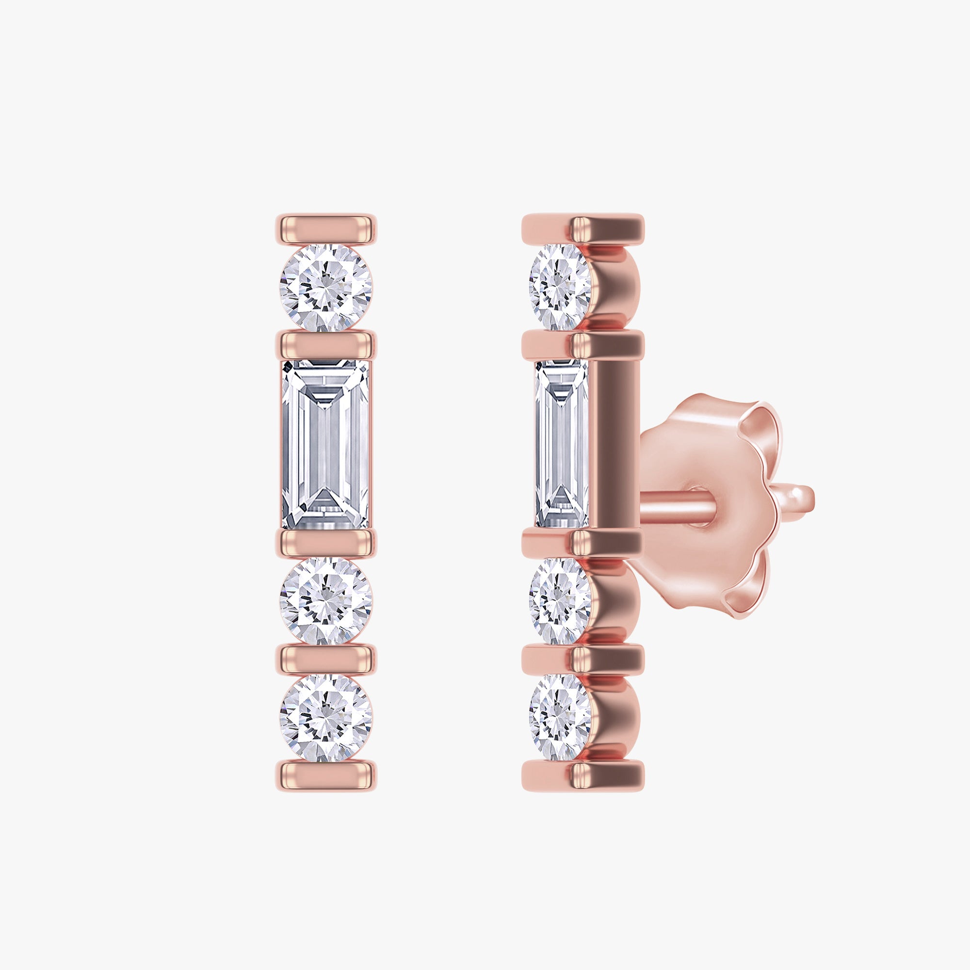 0.20 Carat Lab Grown Diamond Line Bar Morse Code Earring Alphabet Letter "L"
