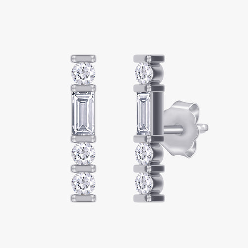 0.20 Carat Lab Grown Diamond Line Bar Morse Code Earring Alphabet Letter "L"