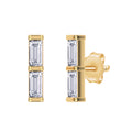 0.20 Carat Baguette Cut Lab Grown Diamond Two Stone Morse Code Earring Alphabet Letter "M"