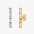 0.33 Carat Lab Grown Diamond Line Bar Morse Code Stud Earring Alphabet "Q"