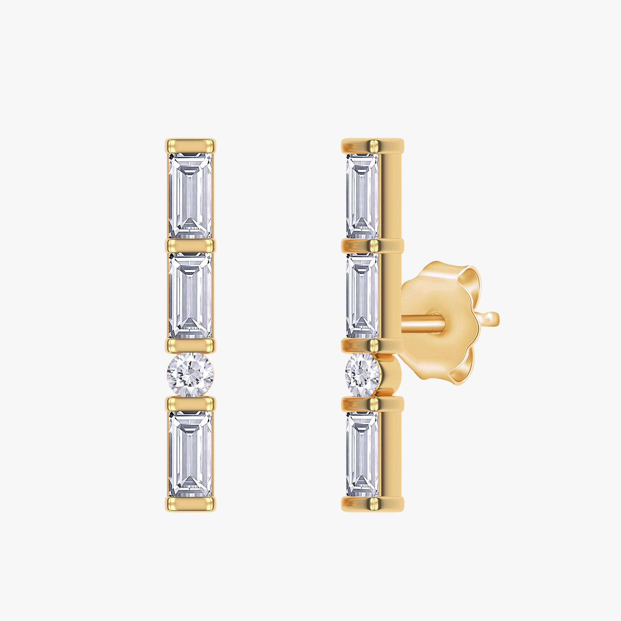 0.33 Carat Lab Grown Diamond Line Bar Morse Code Stud Earring Alphabet "Q"